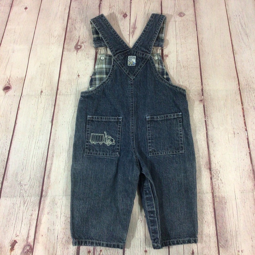 Koala Kids Big Trucks Blue Denim Jean Overalls - Picture 5 of 8
